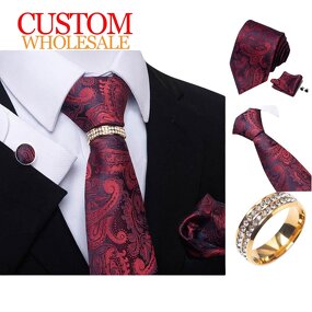 Neckties and Pocket Square Set - Paisley Luxury Custom for Men
