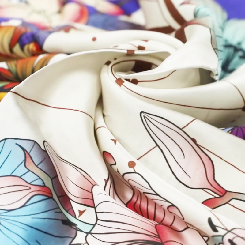 Silk Scarf Fabric Manufacturer - 100% 16mm Satin Digital Print Plain Woven Eco-Friendly