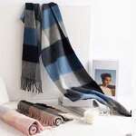 Mens Winter Scarf - 100% Wool Classic Tassels Striped Dot Check Patterns