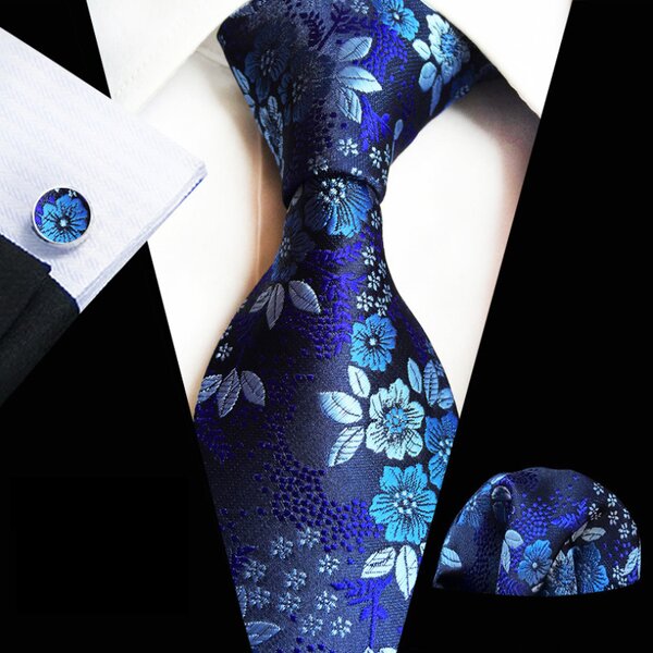 Men Ties and Hanky Set - Wholesale Floral Cufflinks Italian for Men
