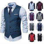 Suit Vest Manufacturer - Casual Solid Single Breasted Cotton V-neck Gilet