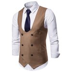 Men Vest Manufacturer - Formal Cotton Double Breasted Casual Solid Chalecos