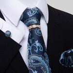 Neckties and Pocket Square Set - Paisley Luxury Custom for Men