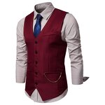 Men Vest Manufacturer - Casual Formal Single Breasted Solid Cotton with Chains