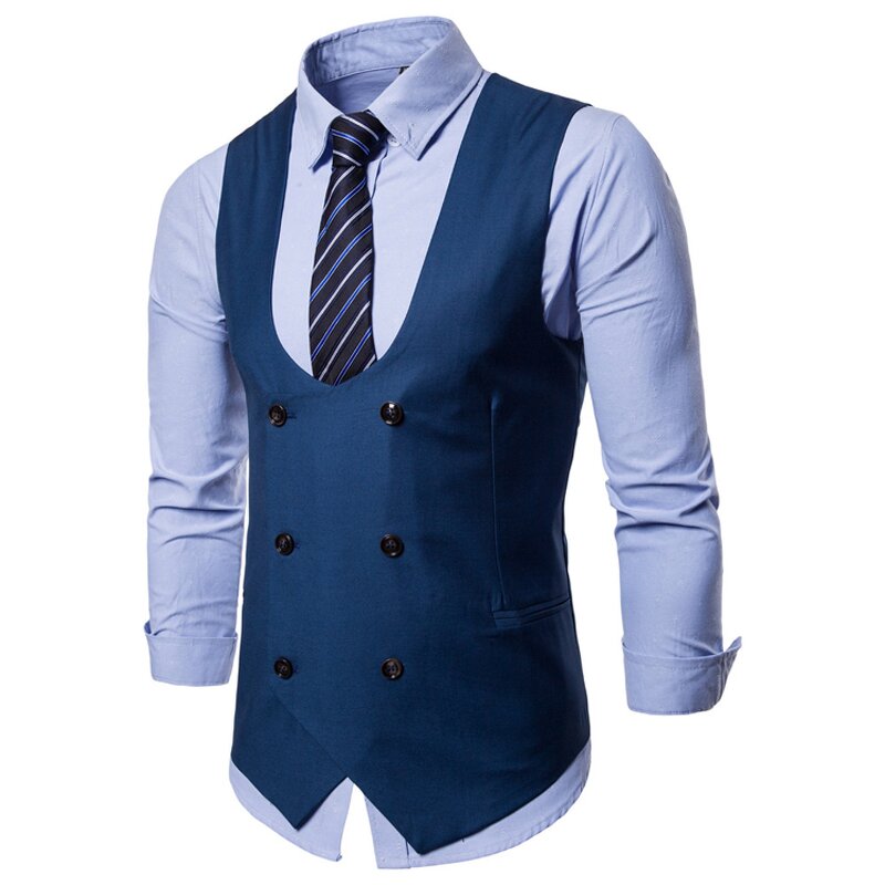 Men Vest Manufacturer - Formal Cotton Double Breasted Casual Solid Chalecos