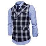 Suit Vest Manufacturer - Formal Lattice Double Breasted Red Cotton Gilet