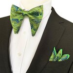 Pocket Squares and Bow Tie Set - Custom Paisley Polyester Handkerchief for Men