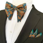 Pocket Squares and Bow Tie Set - Custom Paisley Polyester Handkerchief for Men