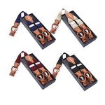 Suspenders Manufacturer - Wholesale Custom Mens 6-Piece Button Strap Brown Leather