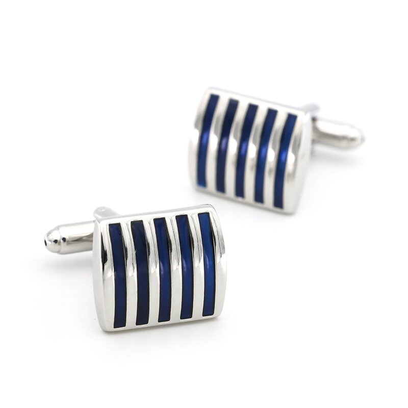 Cufflinks Manufacturer - Factory Funny Cool Blue Striped Enamel Copper Wedding
