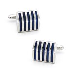 Cufflinks Manufacturer - Factory Funny Cool Blue Striped Enamel Copper Wedding