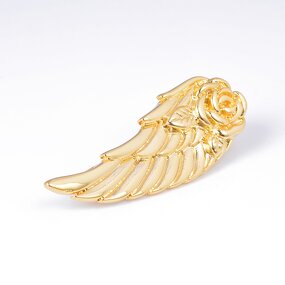 Tie Bar Manufacturer - Best Sale Angel Wings Gold Plated Engraved Feather Clip