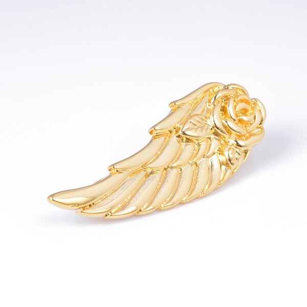 Tie Bar Manufacturer - Best Sale Angel Wings Gold Plated Engraved Feather Clip