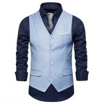 Suit Vest Manufacturer - Casual Solid Single Breasted Cotton V-neck Gilet