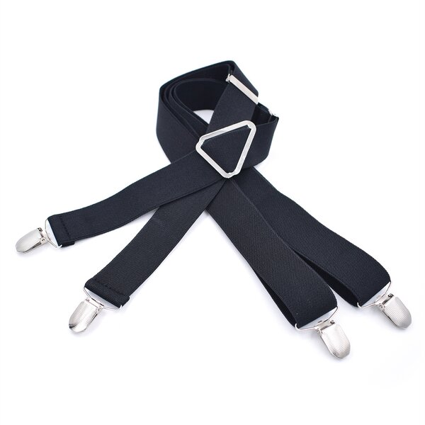 Suspenders Manufacturer - Wholesale 35mm Width Solid Adjustable 4 Clip X-Back Heavy Duty