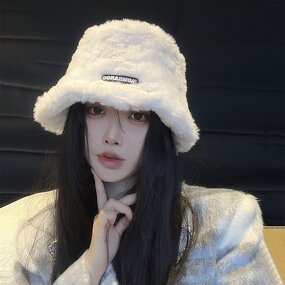 Fisherman's Hat Manufacturer - Autumn Winter New Fashion Adjustable White Fluffy Female Plus Velvet Warm Short Eaves
