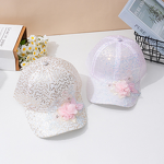 Baseball Cap Manufacturer - Women's Trendy Handmade 3D Flower with Crystal Pearls Adjustable Trucker