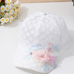 Baseball Cap Manufacturer - Women's Trendy Handmade 3D Flower with Crystal Pearls Adjustable Trucker