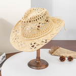 Cowboy Hat Manufacturer - Wholesale Retro Hollow Cowgirl Summer Beach Outdoor Sunshade Straw Handmade Western Paper