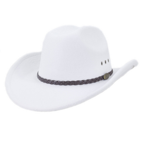 Cowboy Hat Manufacturer - Wholesale Vintage Imitation Wool Felt Roll Wide Brim PU Ribbon Custom Logo Mexican Fedora