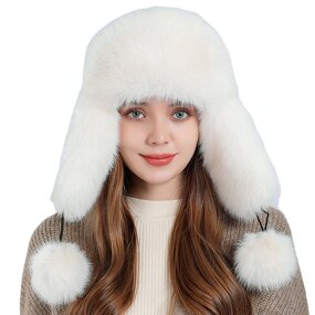 Winter Aviator Hat Manufacturer - Women's Warm Russian Trooper Cap Cartoon Leaf Faux Fur Trapper Wholesale for Cycling