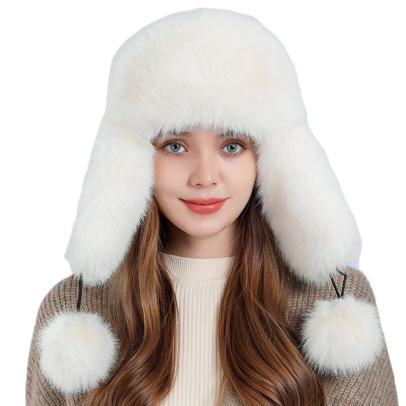 Winter Aviator Hat Manufacturer - Women's Warm Russian Trooper Cap Cartoon Leaf Faux Fur Trapper Wholesale for Cycling