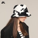 Fisherman Hat Manufacturer - Waresale Female Soft Girl Faux Rabbit Fur Autumn Winter New Cow Pattern Warm Bucket