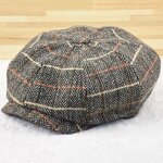 Beret Cap for Men Manufacturer - European American Style Autumn Winter 8-Panel Plaid Newsboy Casual Cycling Big Head
