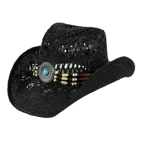 Western Cowboy Hats Manufacturer - Wholesale Summer Ombre Beads Decoration Hollow Printed Paper Straw Striped for Outdoor