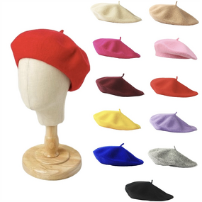 Beret for Kids Manufacturer - Cute Retro Multicolor Imitation Wool Knitted Pumpkin Hat Candy Colors Stylish Character Design