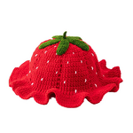 Bucket Hat Manufacturer - Handmade Knit Strawberry Leaf Edge Pullover Ruffled Fisherman Girl Crochet Casual