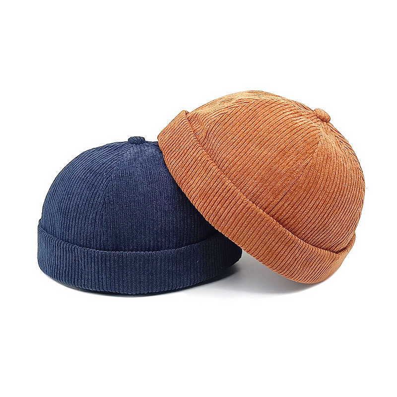 Corduroy Hat Manufacturer - Autumn and Winter Trendy Men's Small Round Brimless Skullcap Fashionable Landlord