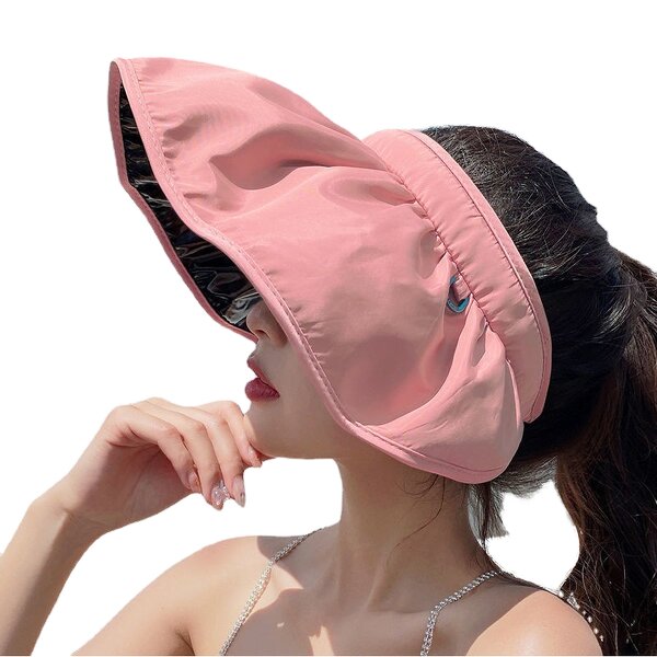 Summer Sun Hat Manufacturer - Korean Women's Large Brim Custom Logo Portable Shell Fashion Sunshade Cotton Polyester