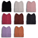 Winter Beanie Manufacturer - 2025 Chic Women's Cuff Cute Cat Ear Design Solid Color Hand Embroidered 3D for Travel