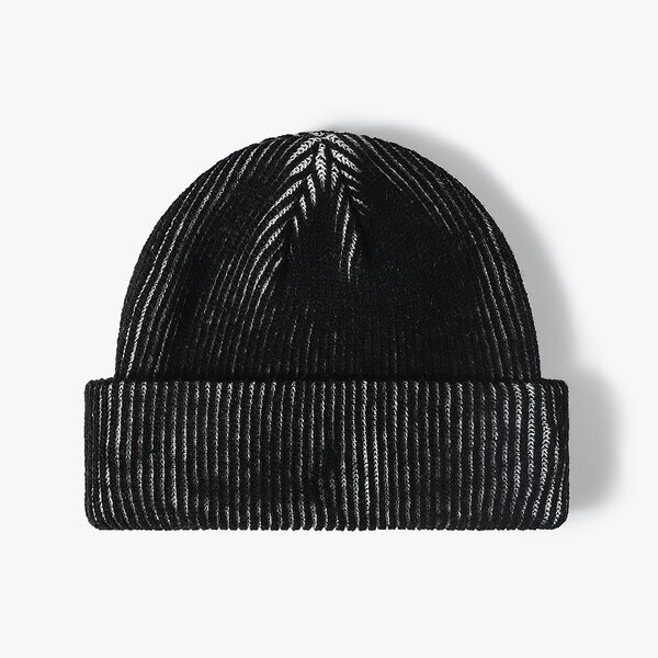 Winter Hat Manufacturer - Custom Blended Color-blocked Stripes 100% Acrylic Knitted Cuffed Skull Cap
