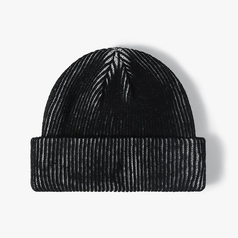 Winter Hat Manufacturer - Custom Blended Color-blocked Stripes 100% Acrylic Knitted Cuffed Skull Cap