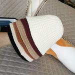 Winter Bucket Hat Manufacturer - Women's Custom Logo Solid Color Handmade Crochet Wool Knit Warm Stylish Fisherman Casual