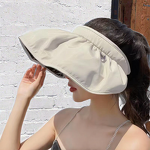 Summer Sun Hat Manufacturer - Korean Women's Large Brim Custom Logo Portable Shell Fashion Sunshade Cotton Polyester