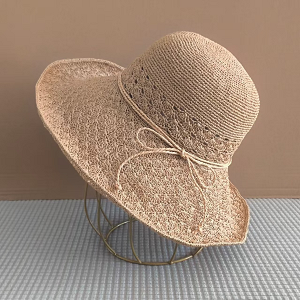 Summer Beach Hat Manufacturer - Handmade Ladies Popular Wide Floppy Brim Raffia Straw Bucket Fashionable Visor Casual