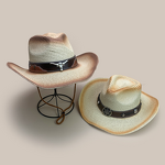 Summer Party Hat Manufacturer - High Quality New Curved Wide Brim Gradient Denim Western Top with Bull Leather Belt