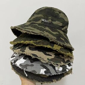 Bucket Hat Manufacturer - Camouflage Pattern Fisherman's Outdoor Windproof Large Eaves Rough Edges Sun Protection
