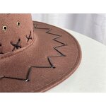 Western Cowboy Hat Manufacturer - Unisex with Strap Artificial Leather Cartoon & Leaf Patterns for Cycling Daily Use