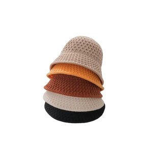 Winter Bucket Hat Manufacturer - Women's Custom Logo Solid Color Handmade Crochet Wool Knit Warm Stylish Fisherman Casual