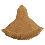 Skull Cap Manufacturer - Wholesale Solid Color Custom Wide Brim Foldable Fringe Summer Sunshade Beach Straw