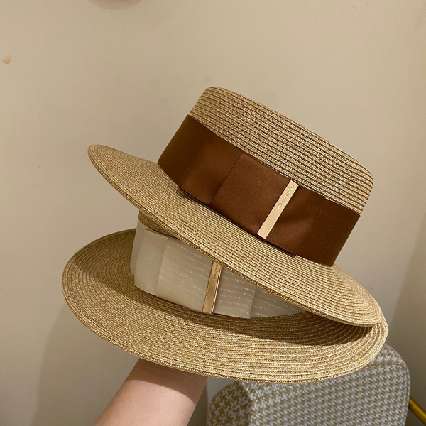 Straw Hat Manufacturer - Handmade Summer Woven Wide Brim Flat Top High Quality Customized Sun Protection Papyrus for Women