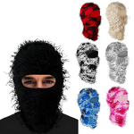 Balaclava Manufacturer - Winter Grassy Windproof Distressed Knit Full Face with Fuzzy Character Style Comfortable Knit Beanie