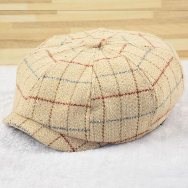 Beret Cap for Men Manufacturer - European American Style Autumn Winter 8-Panel Plaid Newsboy Casual Cycling Big Head