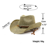 Paper Straw Hat Manufacturer - Adjustable Chin Strap Character Style Metal Logo for Travel Party Outdoor Cowboy Hollow