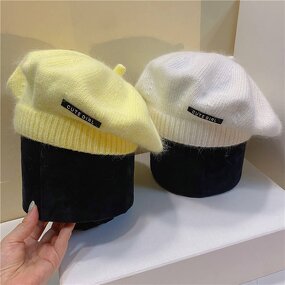 Women's Beret Manufacturer - Autumn Winter Large Size Woolen Rabbit Fur Elasticated Edge Knitted Fashionmonger Painter Cap