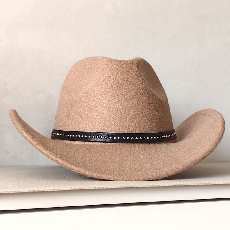 Summer Outdoor Hat Manufacturer - Large Brim Raised Edge Warm Sunshade Felt Casual Cross-Border Imitation Wool Cowboy